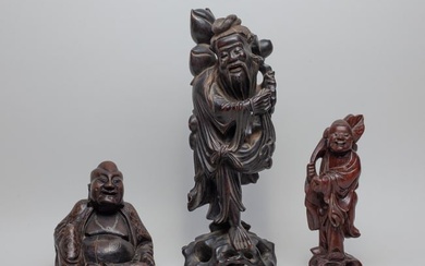 Set Antique Chinese Wood Sculptures
