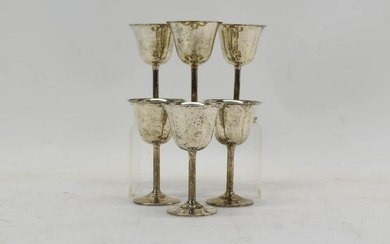Set of Six Fisher Sterling Silver Wine Glasses
