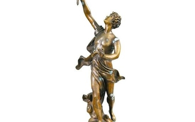 Signed Art Nouveau Gilt Metal Figure of Apollo.