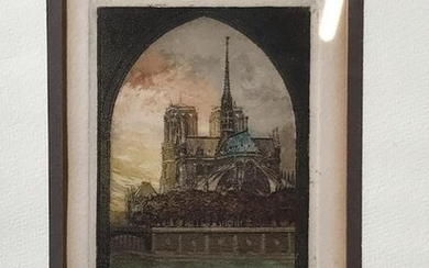 Signed Hand Colored French Engraving