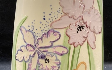 Signed Hand Painted Floral Ceramic Vase