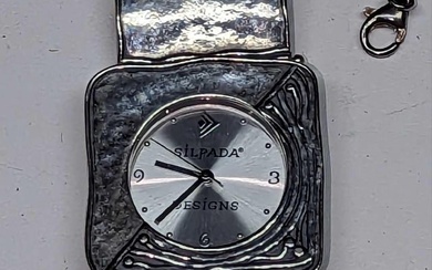 Silpada 925 Silver Square Hammered Link Quartz Watch