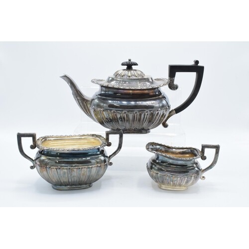 Silver tea pot together with matched silver plated sugar and...