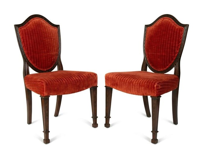 Six George III Style Mahogany Shield Back Dining Chairs