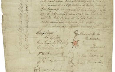 Six Nations document signed with the holograph totems of fourteen chiefs of the Six Nations, [Lancaster?], 28 July 1769