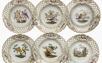 Six plates with openwork basket rims - Meissen, 19th/20th century