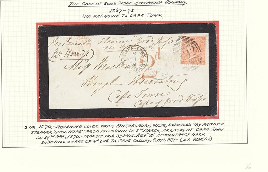 South African Maritime Mail from 1677 The "Joachim" Collection The Cape of Good Hope Steamship...