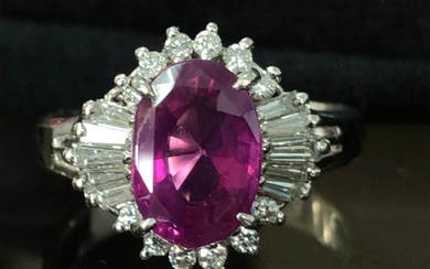 Sri Lankan Ruby and Diamond Ring GIA