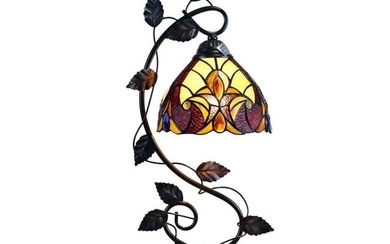 Stained Art Glass Leaf Vine Desk Lamp