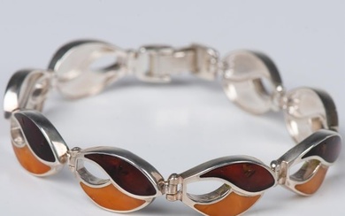 Sterling Silver and Baltic Amber Bracelet