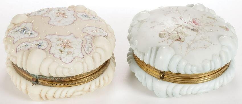 TWO BAROQUE SHELL WAVE CREST BOXES
