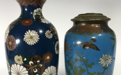 TWO MEIJI PERIOD JAPANESE CLOISONNE VASES