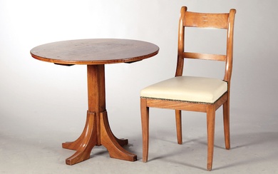 Table and four chairs, 2nd H. 19th century, solid cherry...