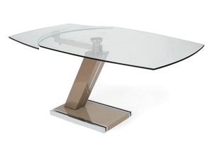 Table contemporaine, piétement en Z en métal chrom…