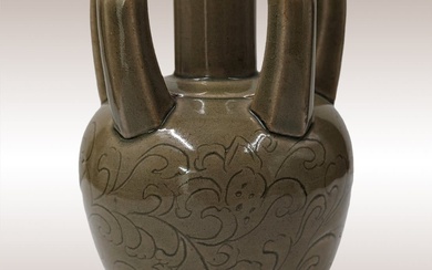 Tang Dynasty Style Chinese Celadon Yue Ware Multi-Hole Vase