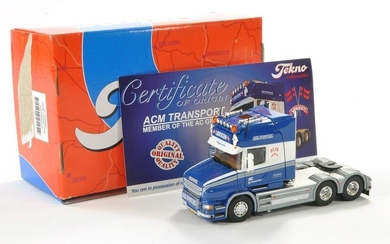 Tekno 1/50 model Truck issue comprising No. 82095 Scania T Cab in the livery of ACM Transport.