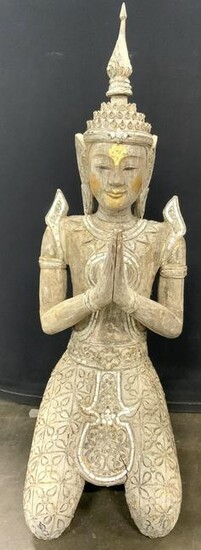 Thai Sculpture Kneeling Buddhist Angel Greeting
