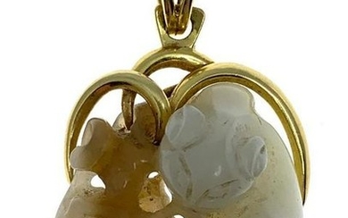 14K Yellow Gold and Jade Pendant