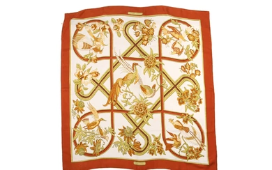 Three Hermès printed silk scarves, various dates