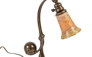 Tiffany Art Nouveau Lamp & Quezal Gold Glass Shade