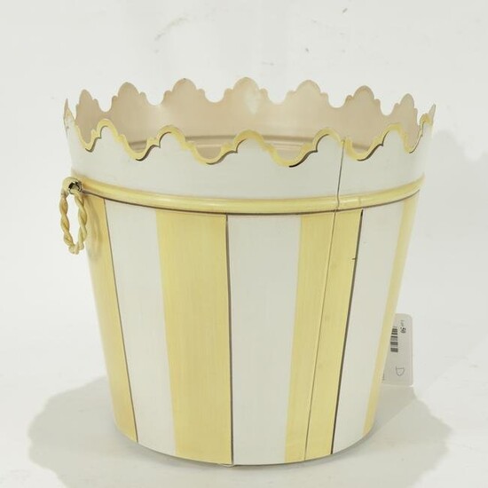 Tole White & Yellow Waste Basket
