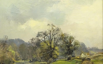 Trevor Chamberlain (b.1933). April Hertfordshire, oil on canvas, signed,...