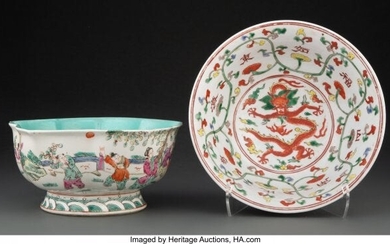 Two Chinese Enameled Porcelain Bowls Marks to la