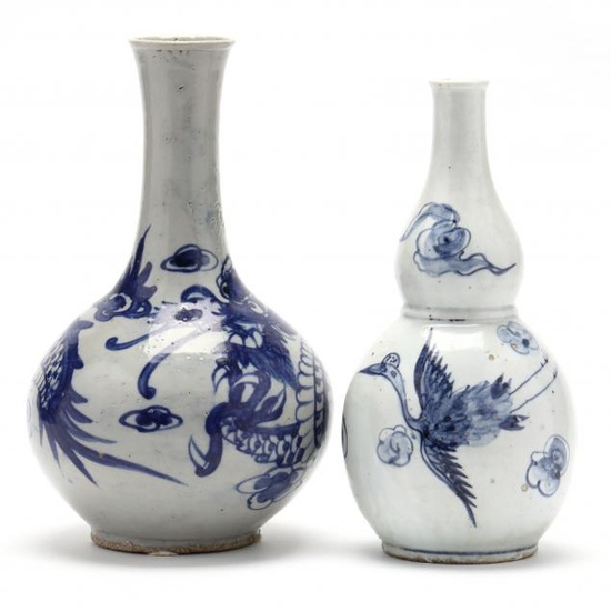 Two Korean Blue and White Vases