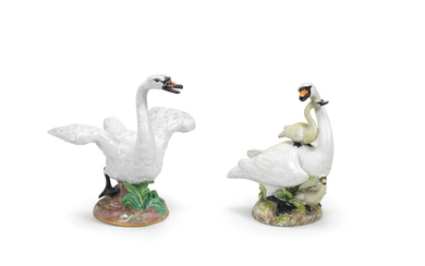 Two Meissen models of swans