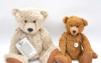 Two Robin Rive teddy bears 'Kiri' and 'Koru'