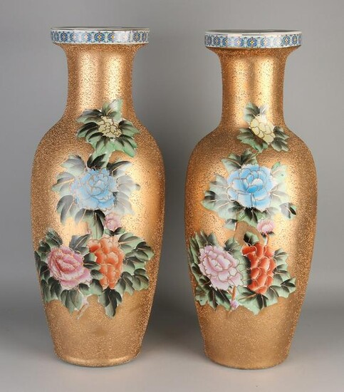 Two large Chinese porcelain vases with peony decoration