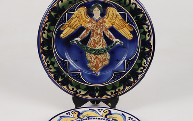 Two plates, “Helsingborg” and “Julen 1929", porcelain, Aluminia, Denmark.