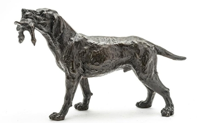 UNSIGNED BRONZE SCULPTURE, HUNTING DOG