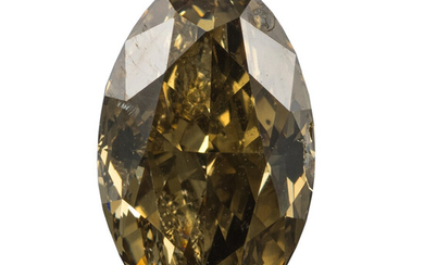 Unmounted Fancy Dark Yellow-Brown Diamond Diamond: Oval-shaped fancy dark...