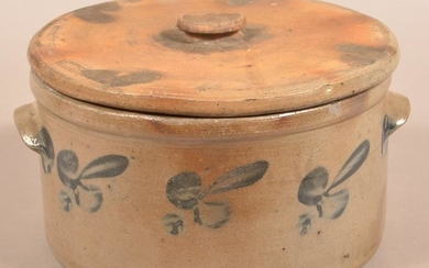 Unsigned Stoneware Covered Cake Crock.