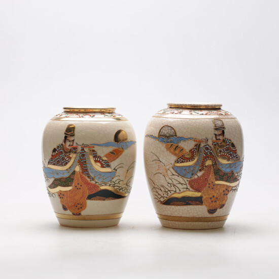 VASES, 2 pcs, porcelain, satsuma, Japan, 1900s.