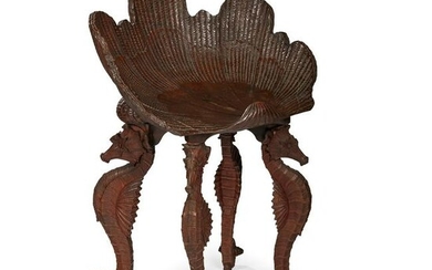 VENETIAN CARVED WOOD GROTTO CHAIR 19TH CENTURY