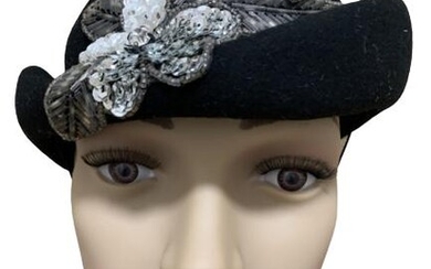 VINTAGE IMPORTINA WOOL FLORAL BLING HAT NWT