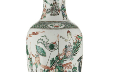 Vase en porcelaine famille verte, Chine, dynastie Qing, décor de scène de bataille, h. 44 cm