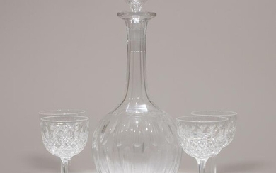 Victorian Crystal Glass Decanter & Four Glasses