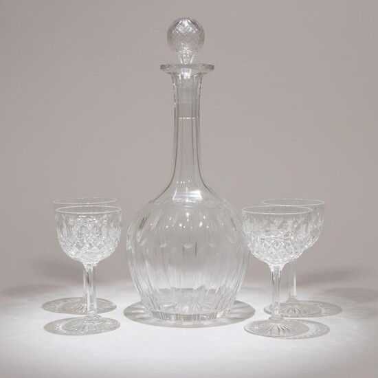 Victorian Crystal Glass Decanter & Four Glasses