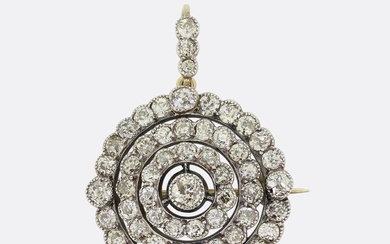 Victorian Diamond Cluster Brooch Pendant