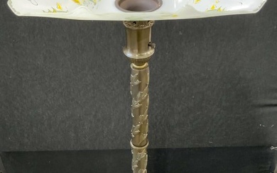 Victorian Gilt Metal Floor Lamp W Glass Shade