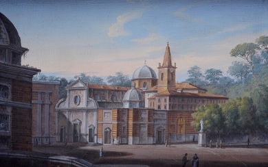 Anonimo, inizi XIX sec., View of the square with the Basilica