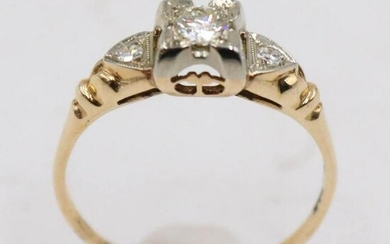 Vintage 14K White and Yellow Gold Diamond Ring