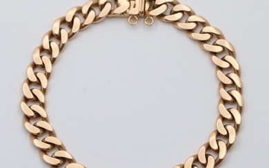 Vintage 18K Rose Gold Solid Curb Link Bracelet, 7” Long