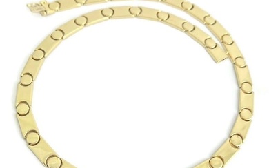 Vintage Italian Flat Circle Chain Link Necklace 14K Yellow Gold, 28.04 Grams