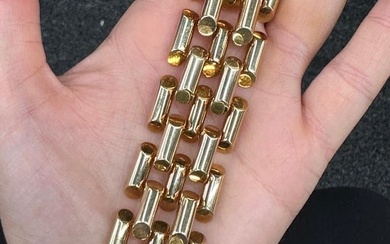 Vintage Retro Style Tank Link Bracelet 14 Karat Yellow Gold 69.3 Grams