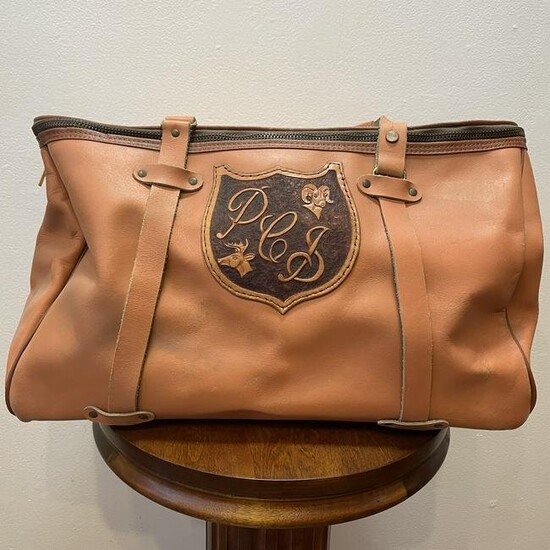 Vintage Western Leather Luggage Travel Bag