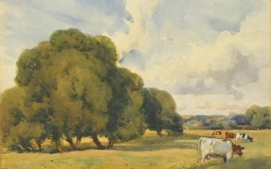 W F Norris 1926 - Cattle in a landscape, watercolour